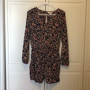 Floral short long sleeve romper